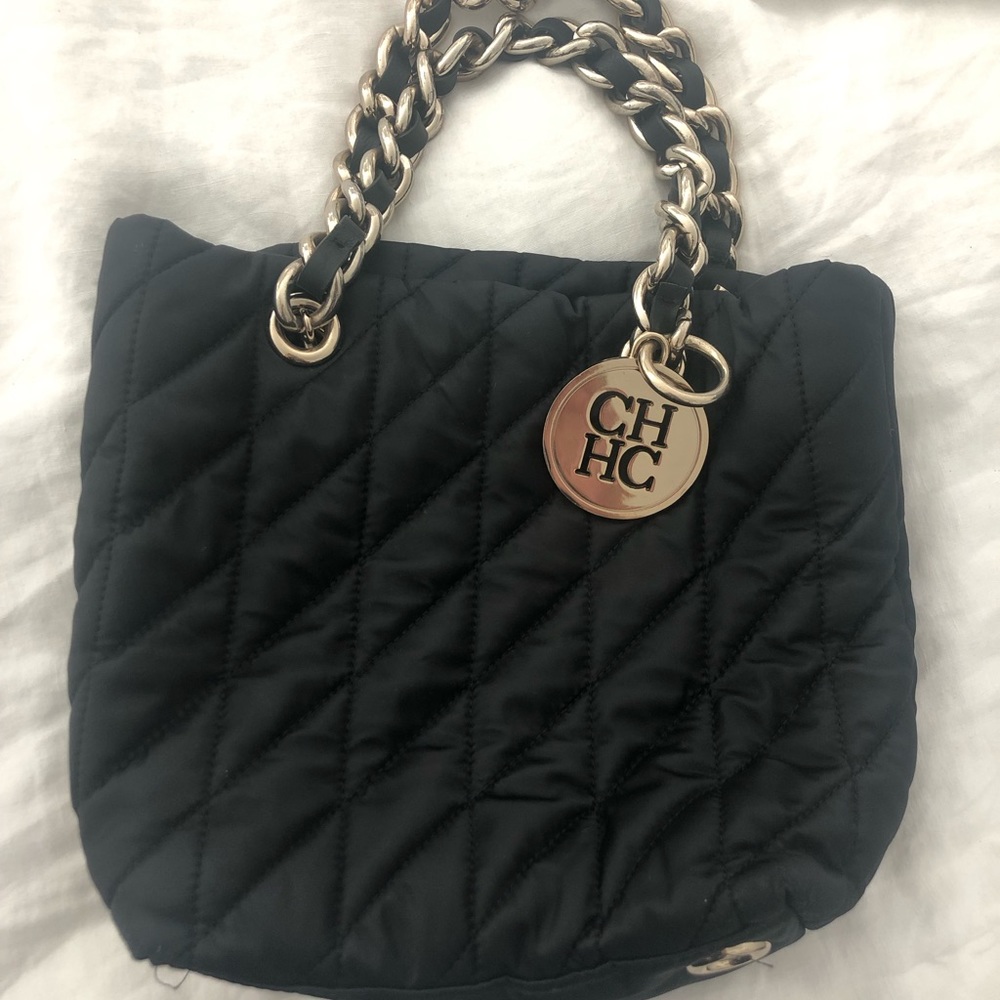 Carolina Herrera Black Satin Bag